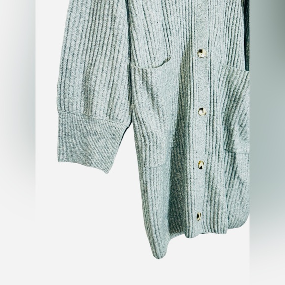 Free People Sandstorm Heather Grey Soft Button Emmy Long Cardigan Sweater - Picture 14 of 16